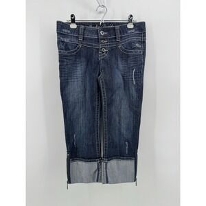 Harley Davidson Women's Size 6 Cropped Cuffed Jeans  Zip Capri Biker